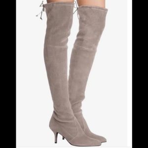 STUART WEITZMAN - Tie Model Over the Knee Kitten Heel Beige/Grey boots. Size 6.5